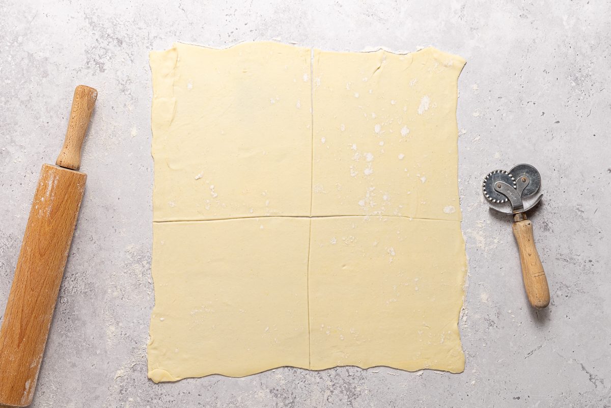 Rolled Out Puff Pastry On Countertop
