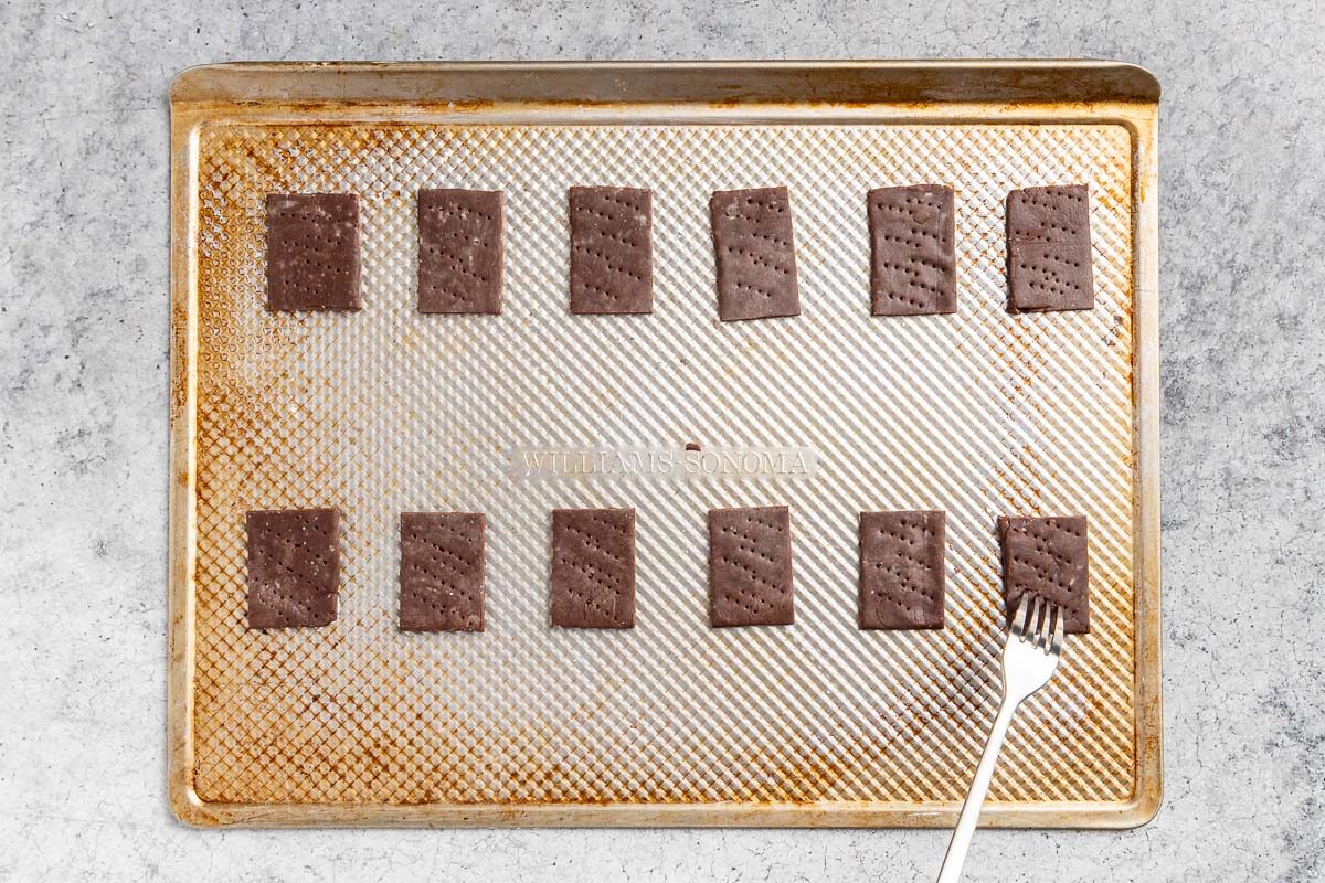 Chocolate Shortbread Cookies on a baking sheet