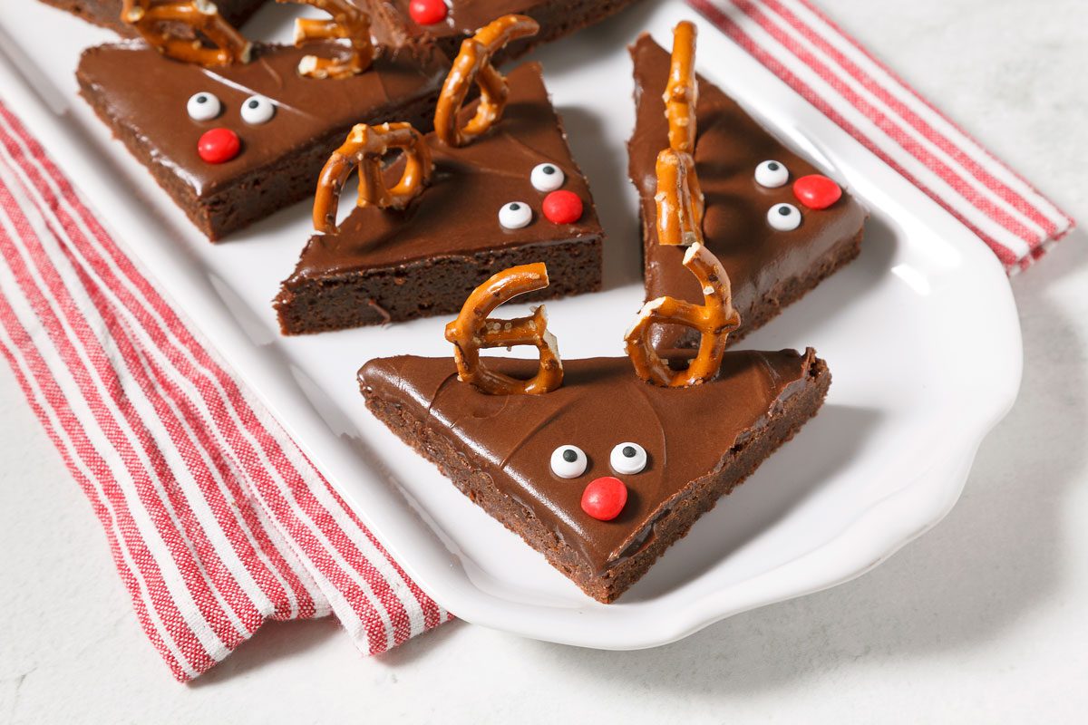 Reindeer Brownies on a platter