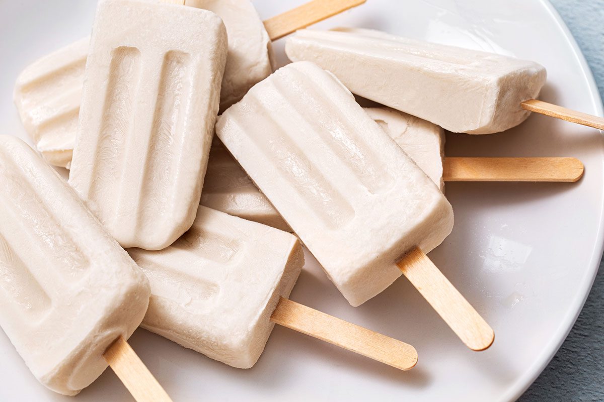 Close up of Coconut Popsicles on a serving platter for Taste Of Home