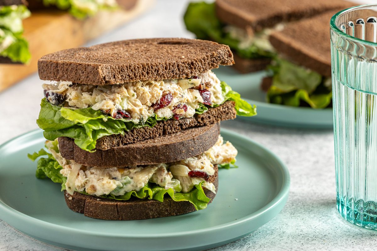 Cranberry Chicken Salad on a sandwich