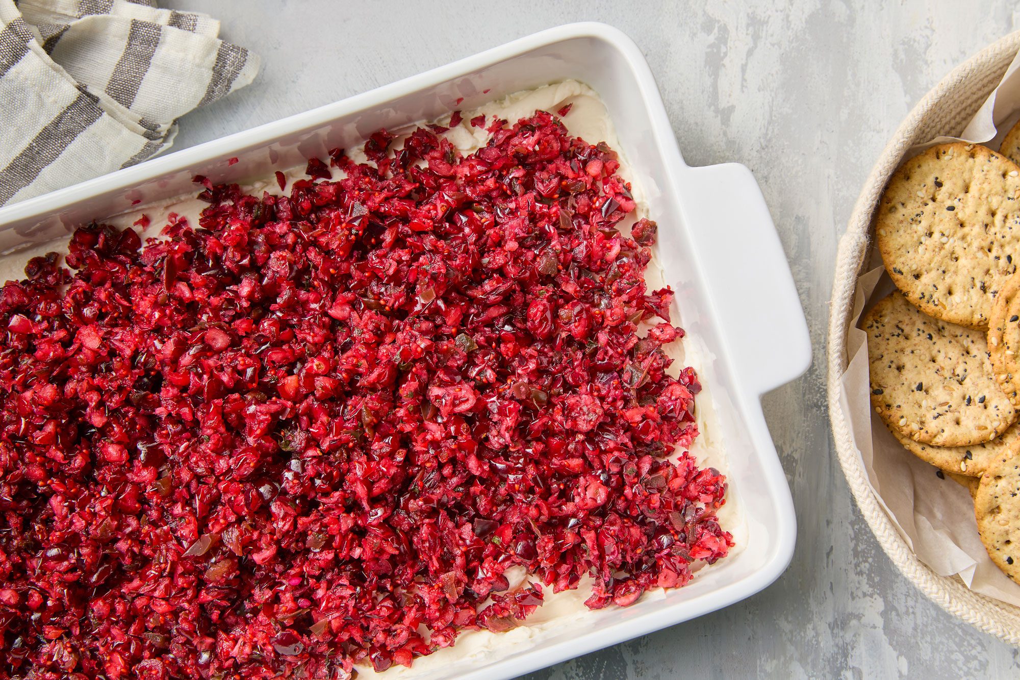 overhead shot of Cranberry Jalapeno Dip