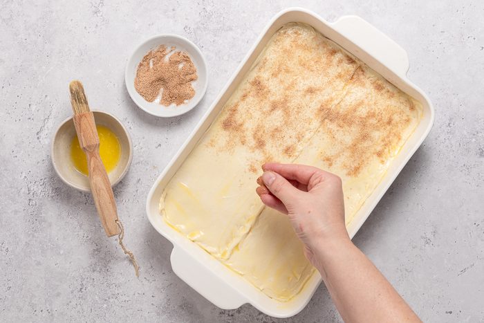 Cinnamon Sugar Sprinkled Over Crescent Roll Cheesecake