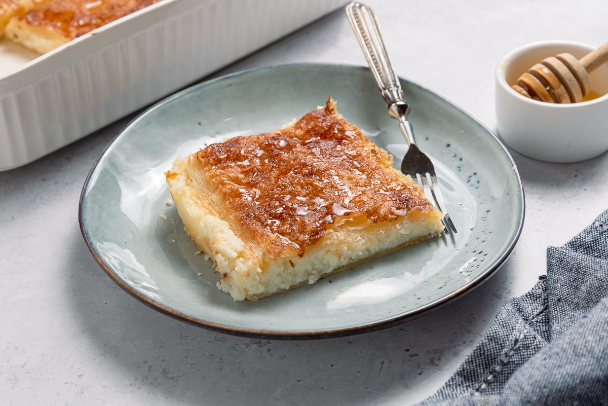 Slice Of Crescent Roll Cheesecake On A Plate