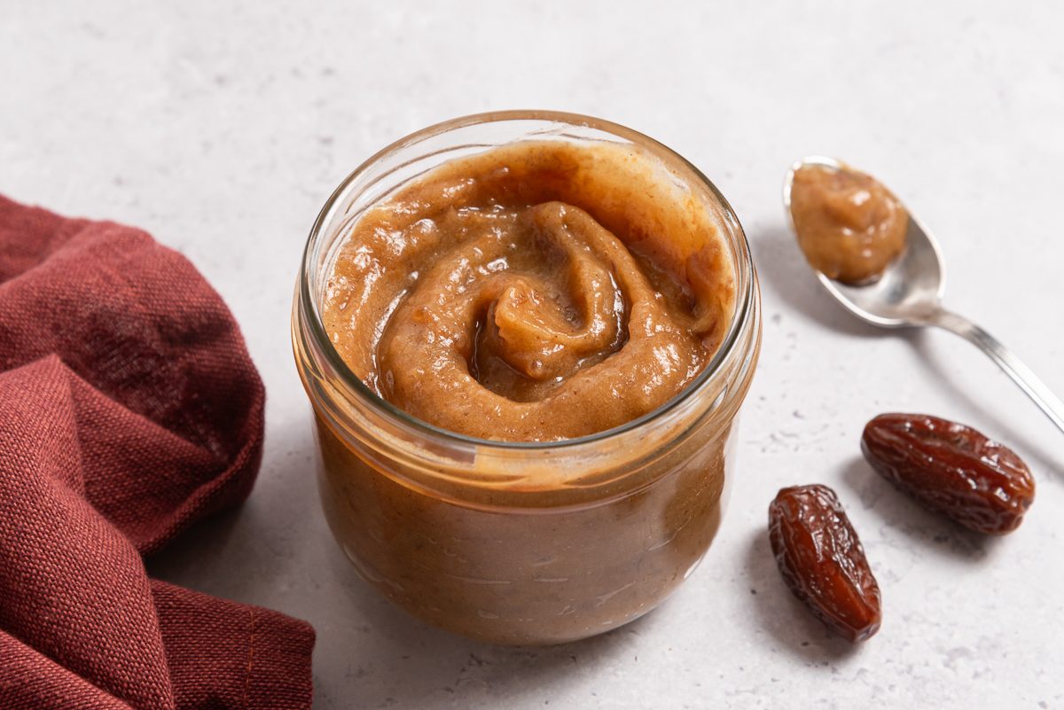 Date Caramel Inside Small Glass Jar