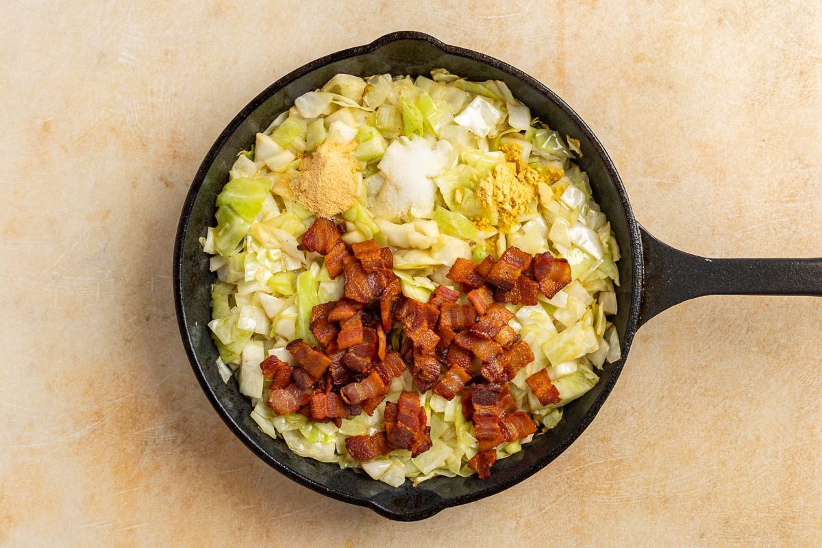 fried cabbage with the rest of the ingredients.