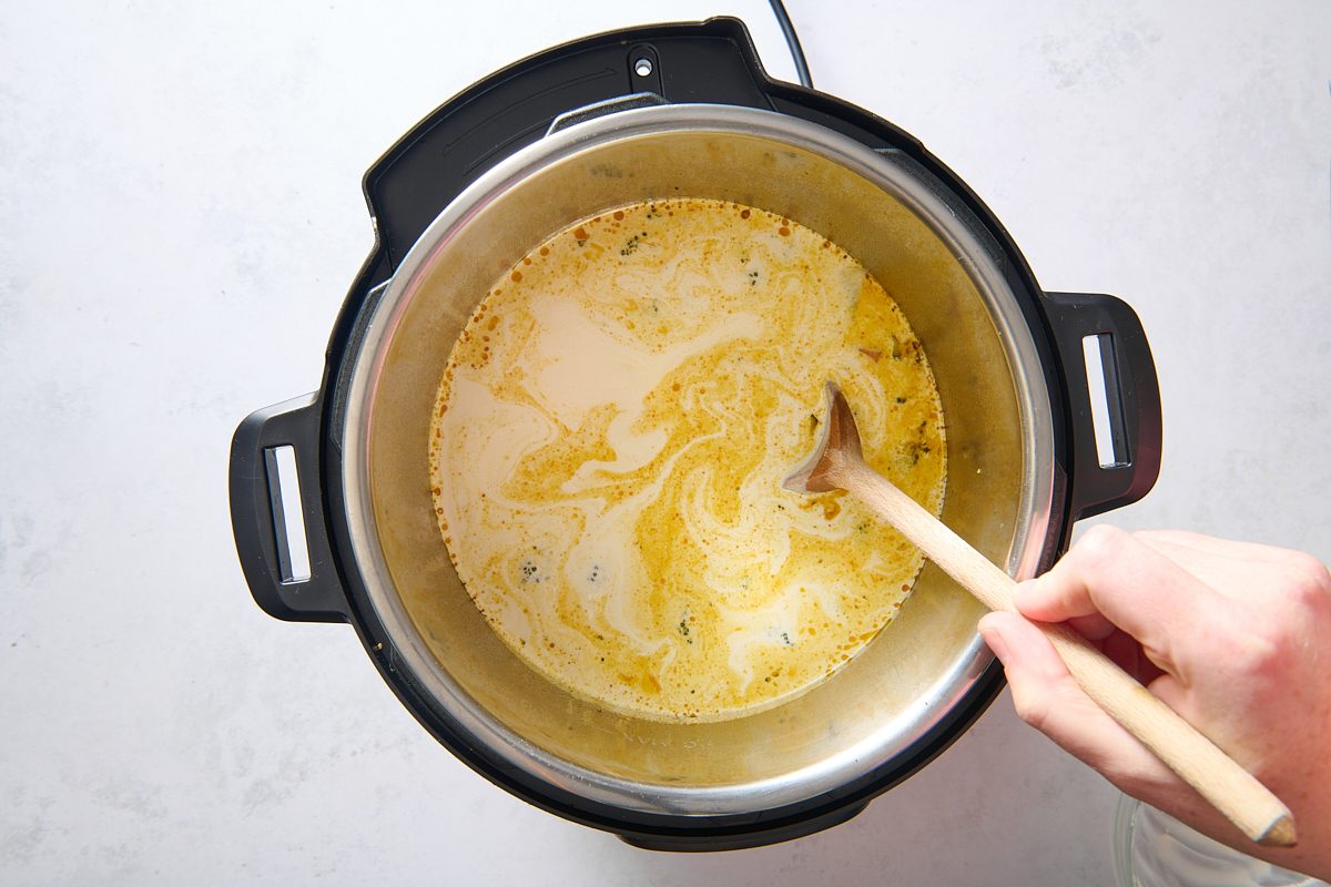 Thickening the soup after it's been pressure-cooked