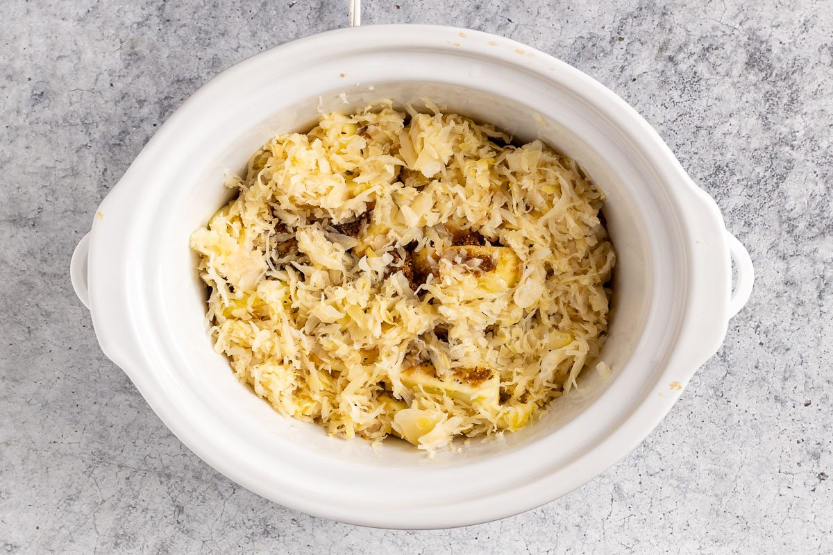 Kielbasa and Sauerkraut in slow cooker