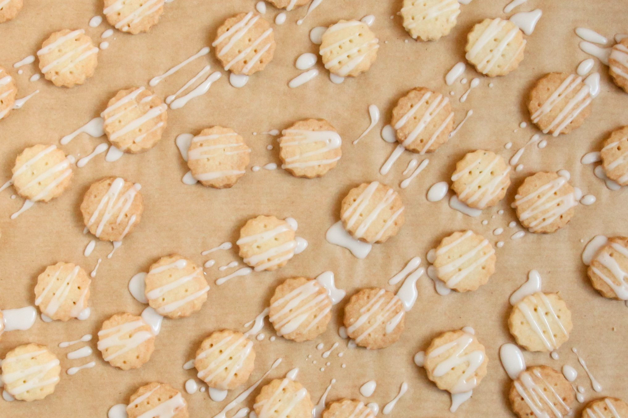 Lemon Shortbread Cookies drizzled with icing
