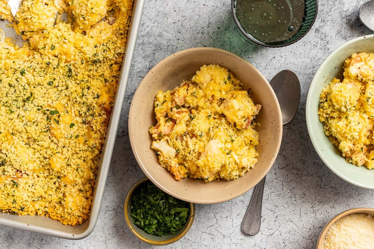 Taste of Home Loaded Cauliflower Casserole photo of the finished recipe served in bowls.