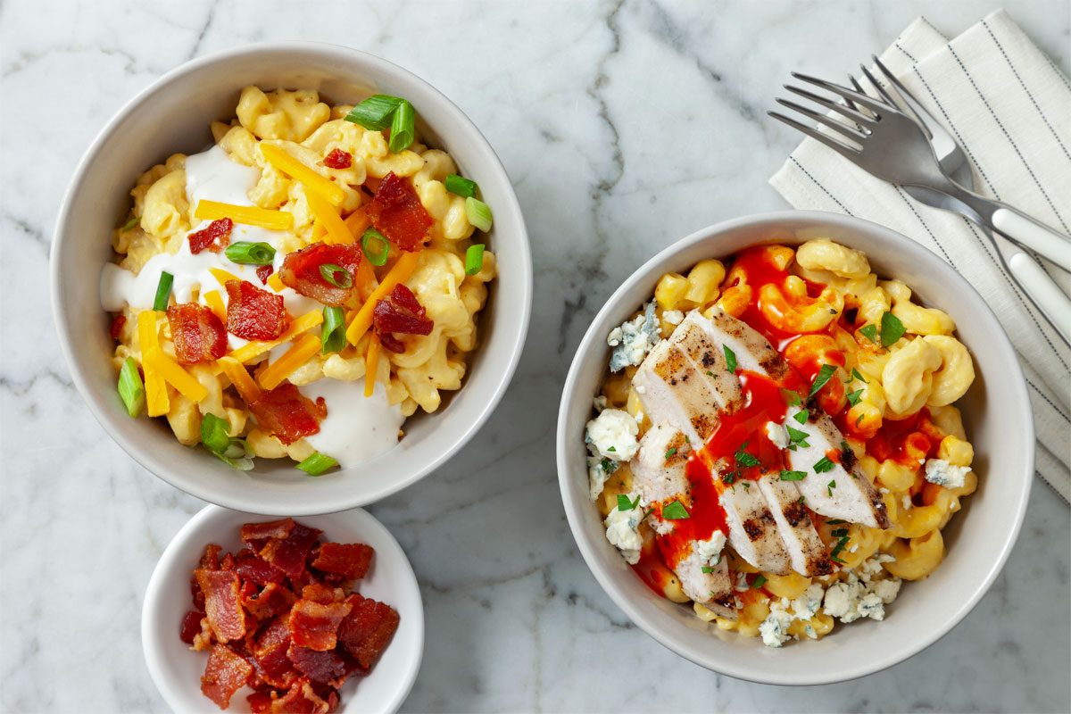 Overhead Shot Of Mac And Cheese Bar variations