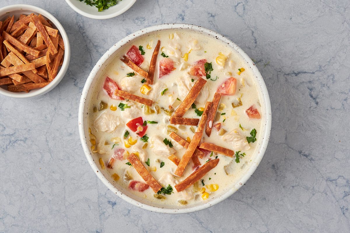Creamy, savory, cheesy and bold, Mexican corn chowder by Taste of Home.