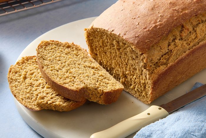 Closeup shot of a sliced loaf of oatmeal bread