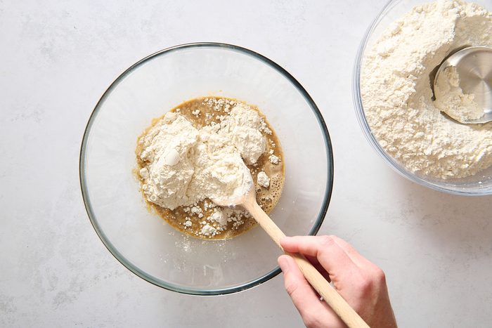 Combining the yeast and flour mixture