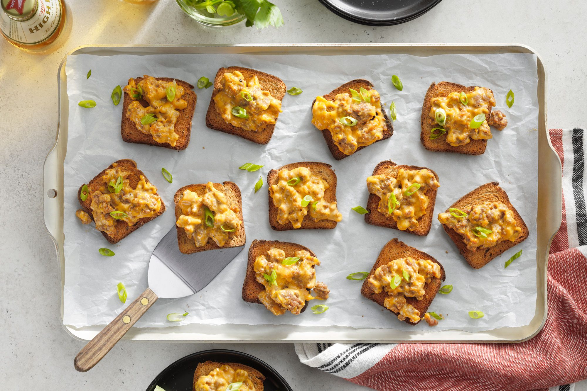 Overhead shot of Party Pizzas