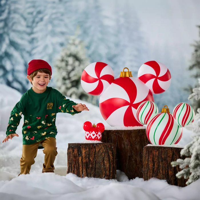 Peppermint Light Up Mickey Decoration