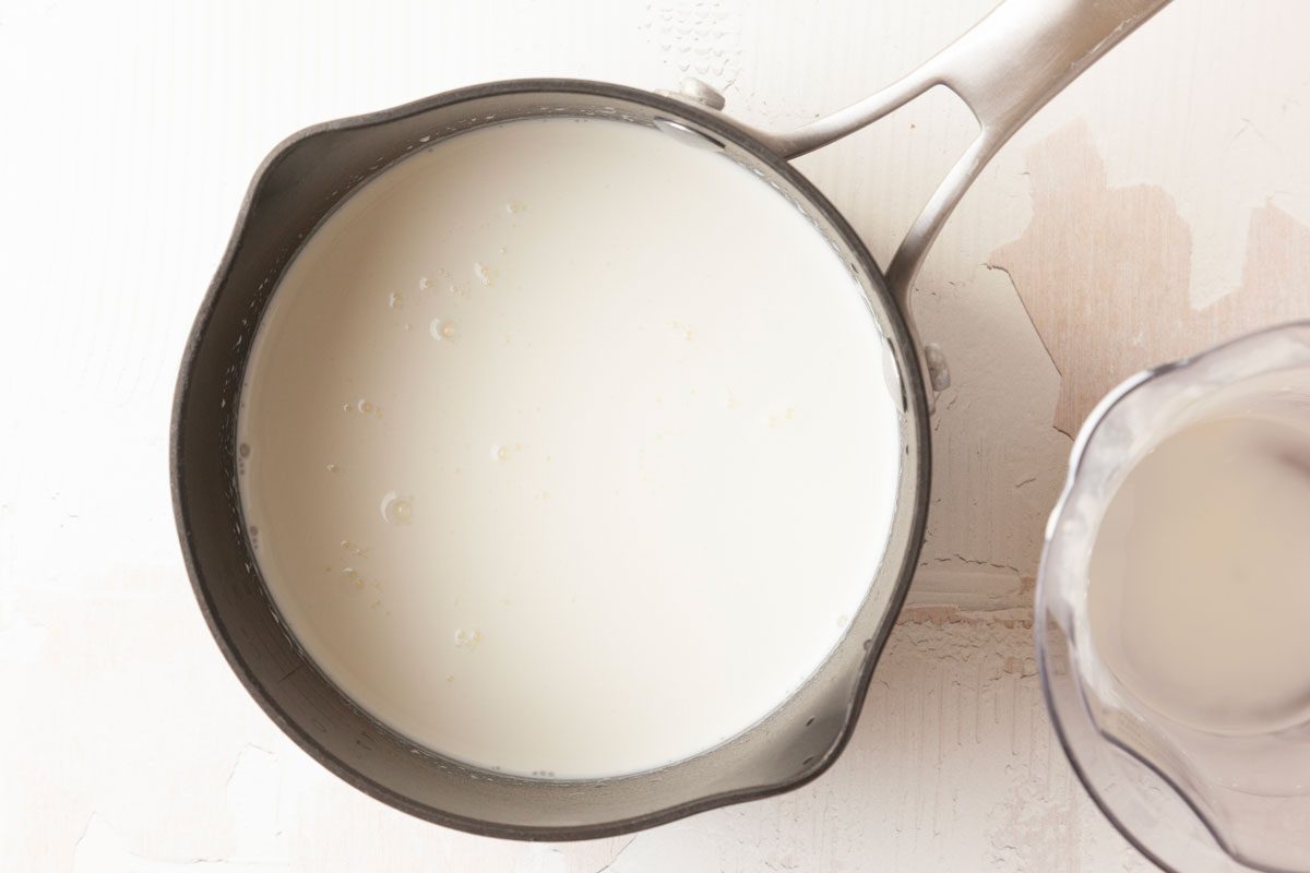 Step 1 of Taste of Home Potato Puree is to In a small saucepan, heat the milk and cream until they are warm, and hold them at that temperature on a low heat.