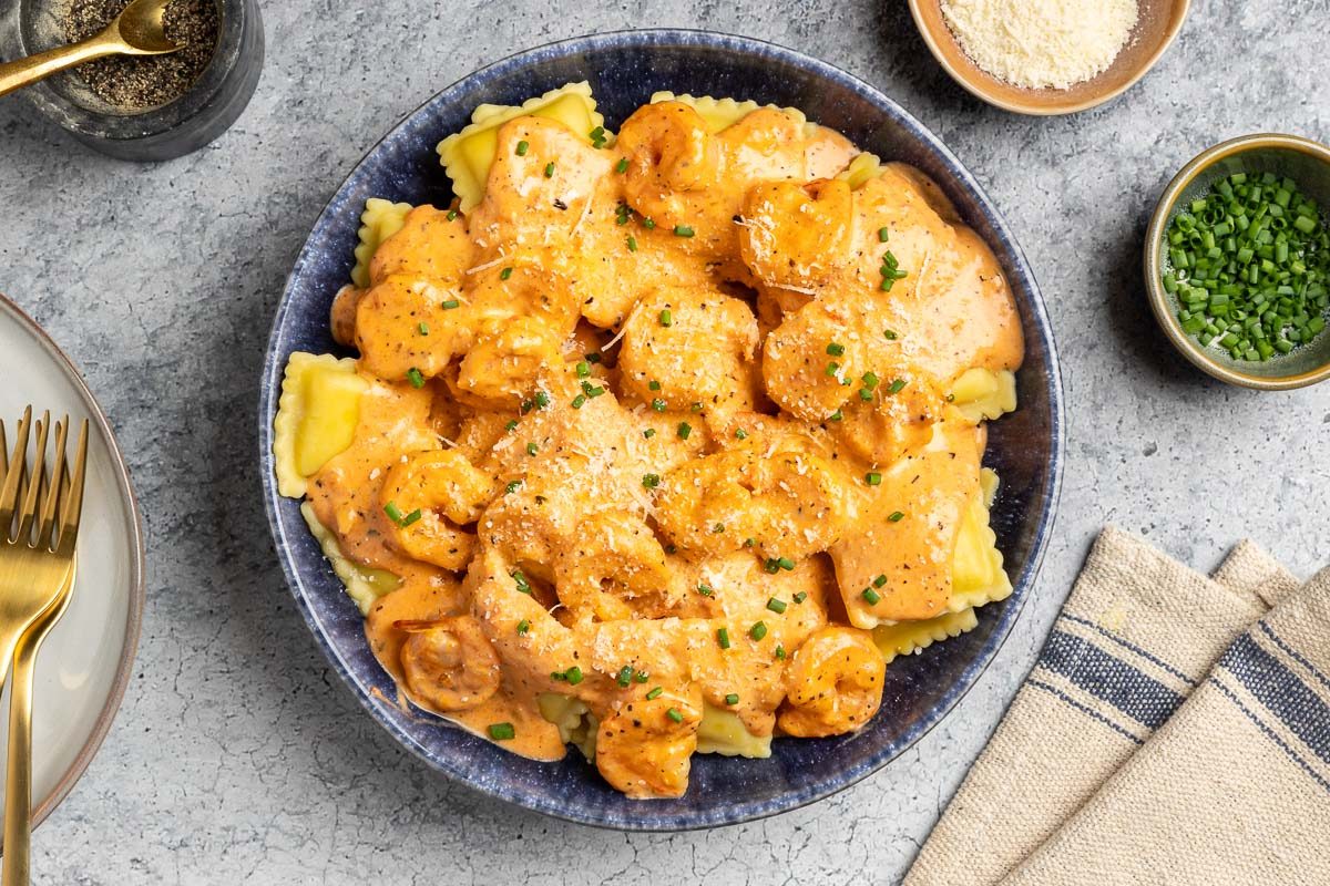 Ravioli with Shrimp Tomato Sauce