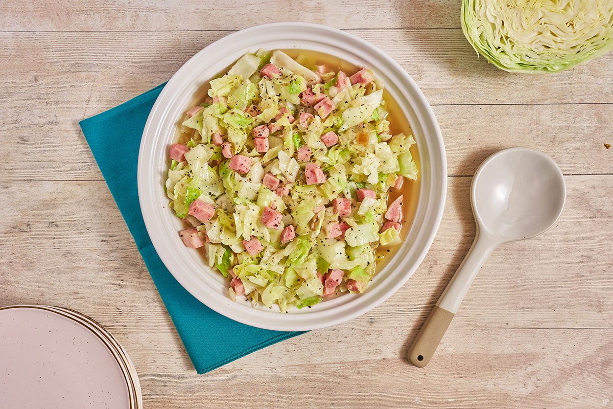 Smothered Cabbage served on a plate