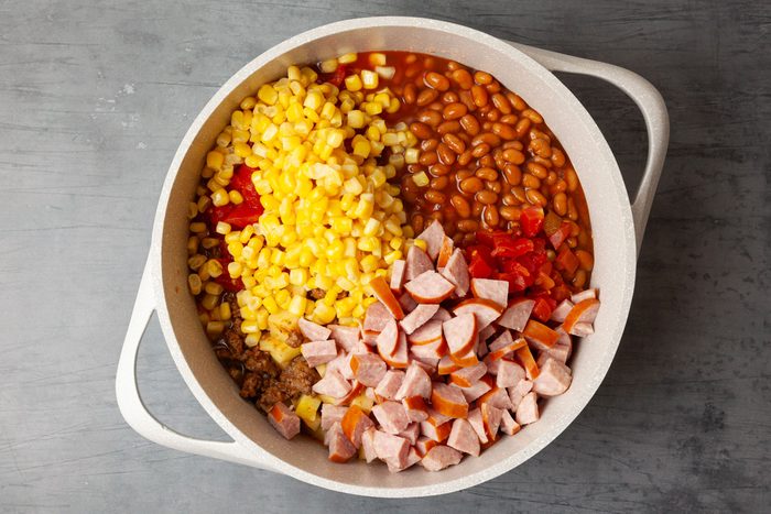 Step 4 of Taste of Home Cowboy Stew is to add the rest of the ingredients