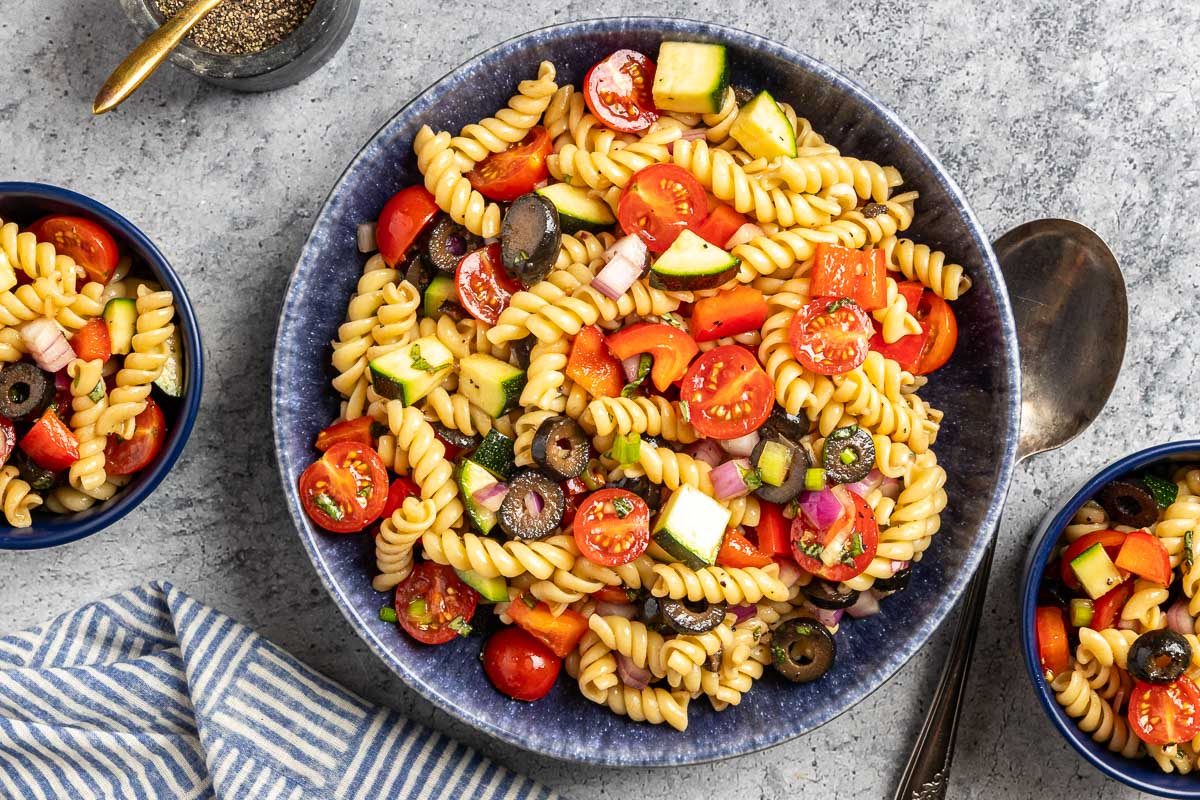 Taste of Home Vegan Pasta Salad photo of the finished recipe served into bowls.
