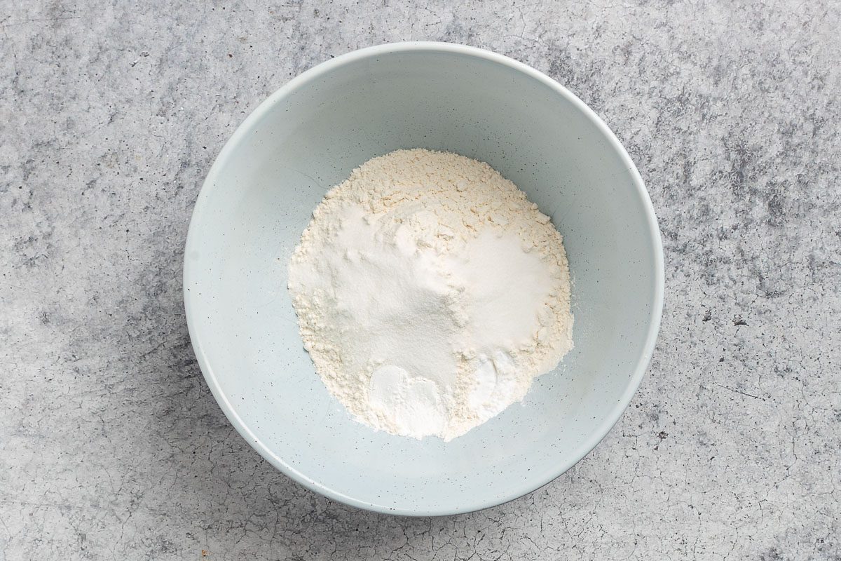 dry ingredients in a bowl for Yogurt Pancakes 