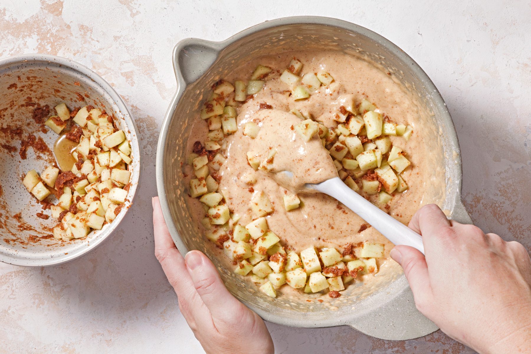 Fold in chopped apples.