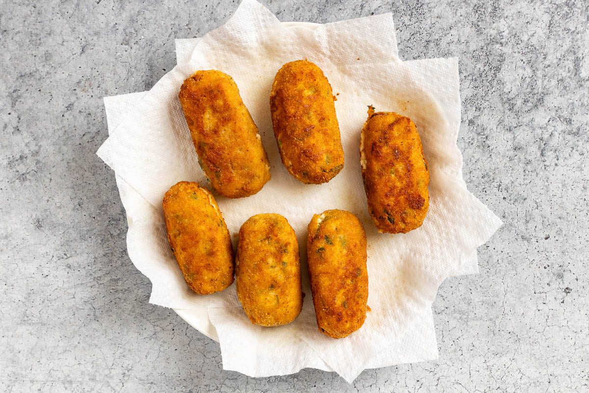 Taste of Home Chicken Croquettes photo of the deep fried croquettes.