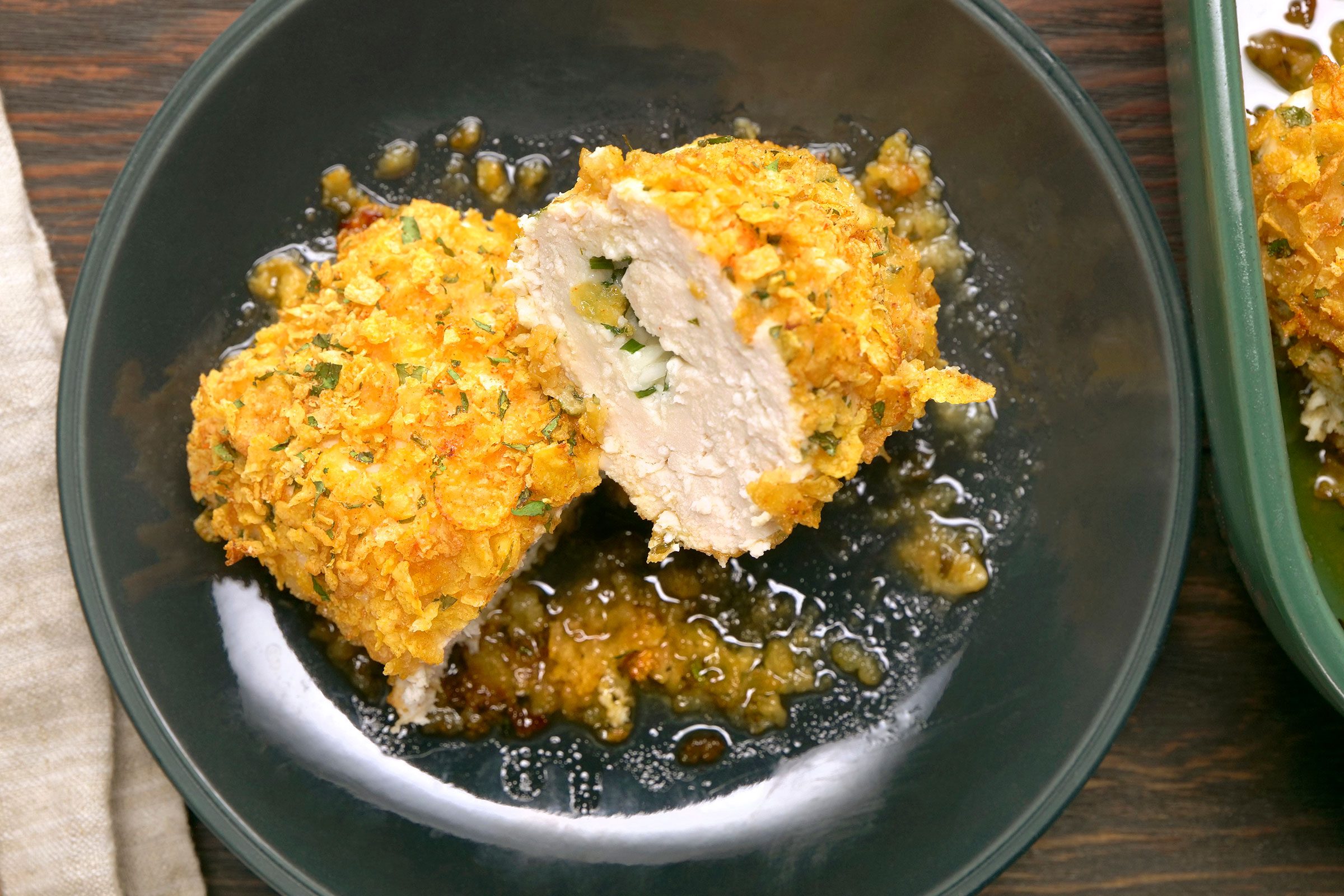 Chicken Kiev served in a shallow plate