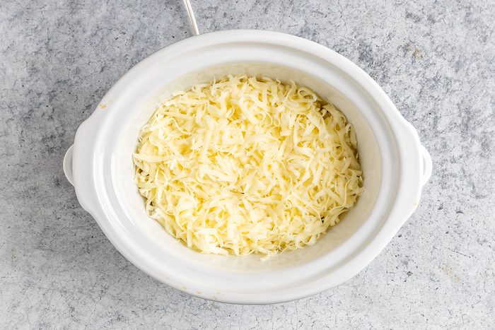 Taste of Home Crock Pot Baked Ziti photo of the layered ziti in the slow cooker.