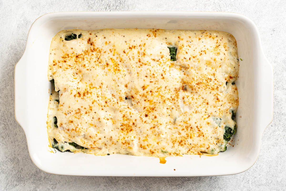 Taste of Home Flounder Florentine photo of the baked flounder.