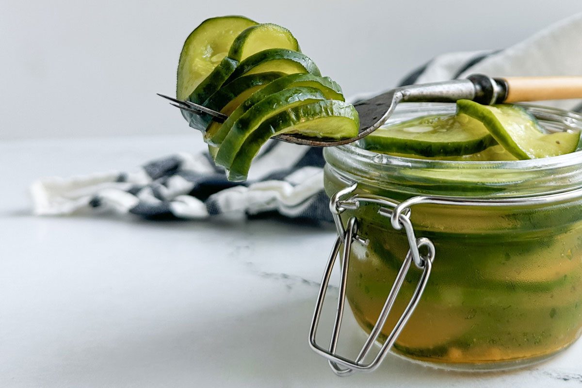 Taste Of Home Freezer Pickles In A Mason Jar