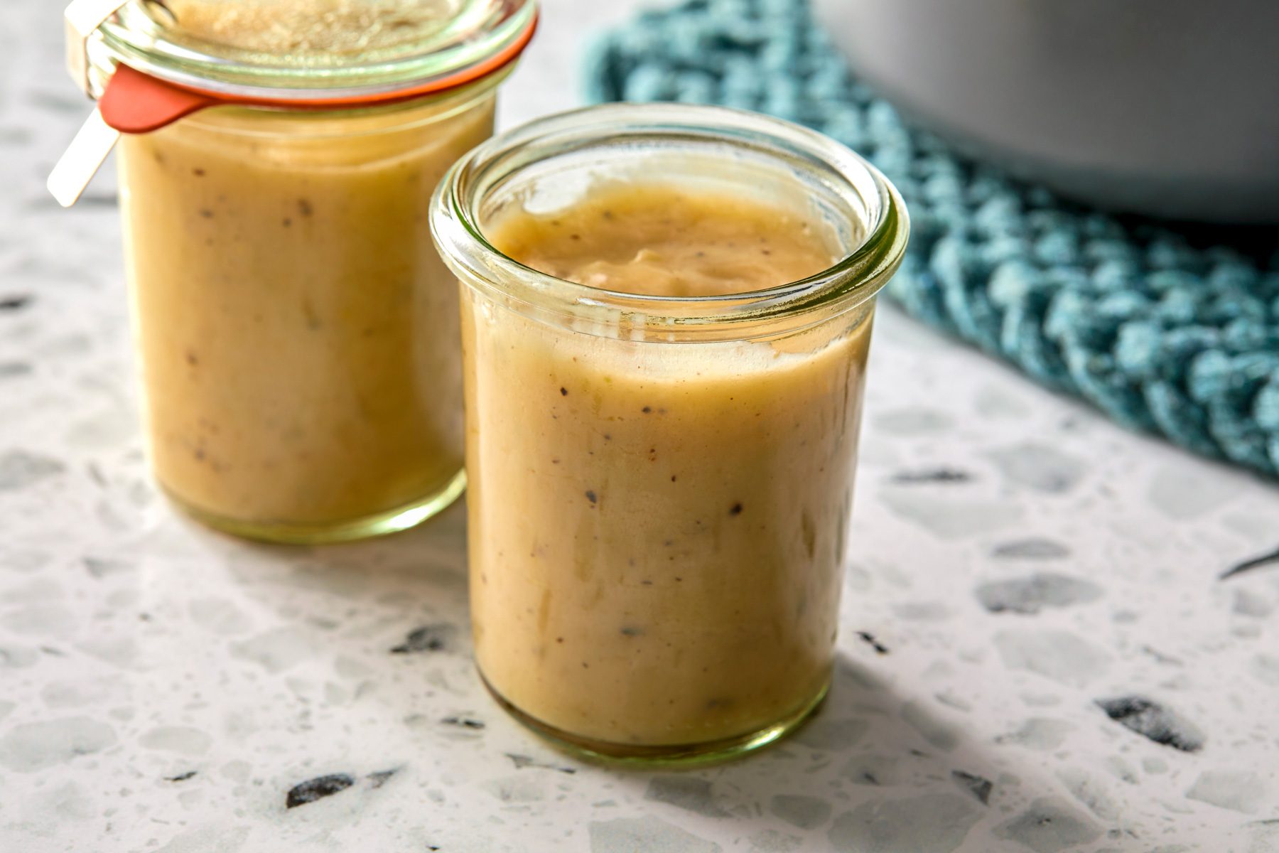 Wide shot of gluten free cream of chicken soup.