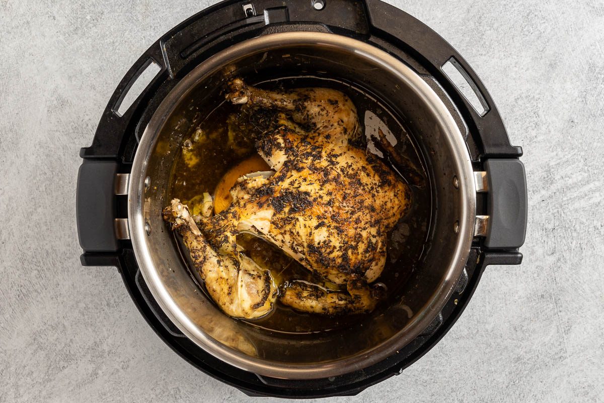 Taste of Home Instant Pot Whole Chicken photo of the whole chicken cooked in the Instant Pot.