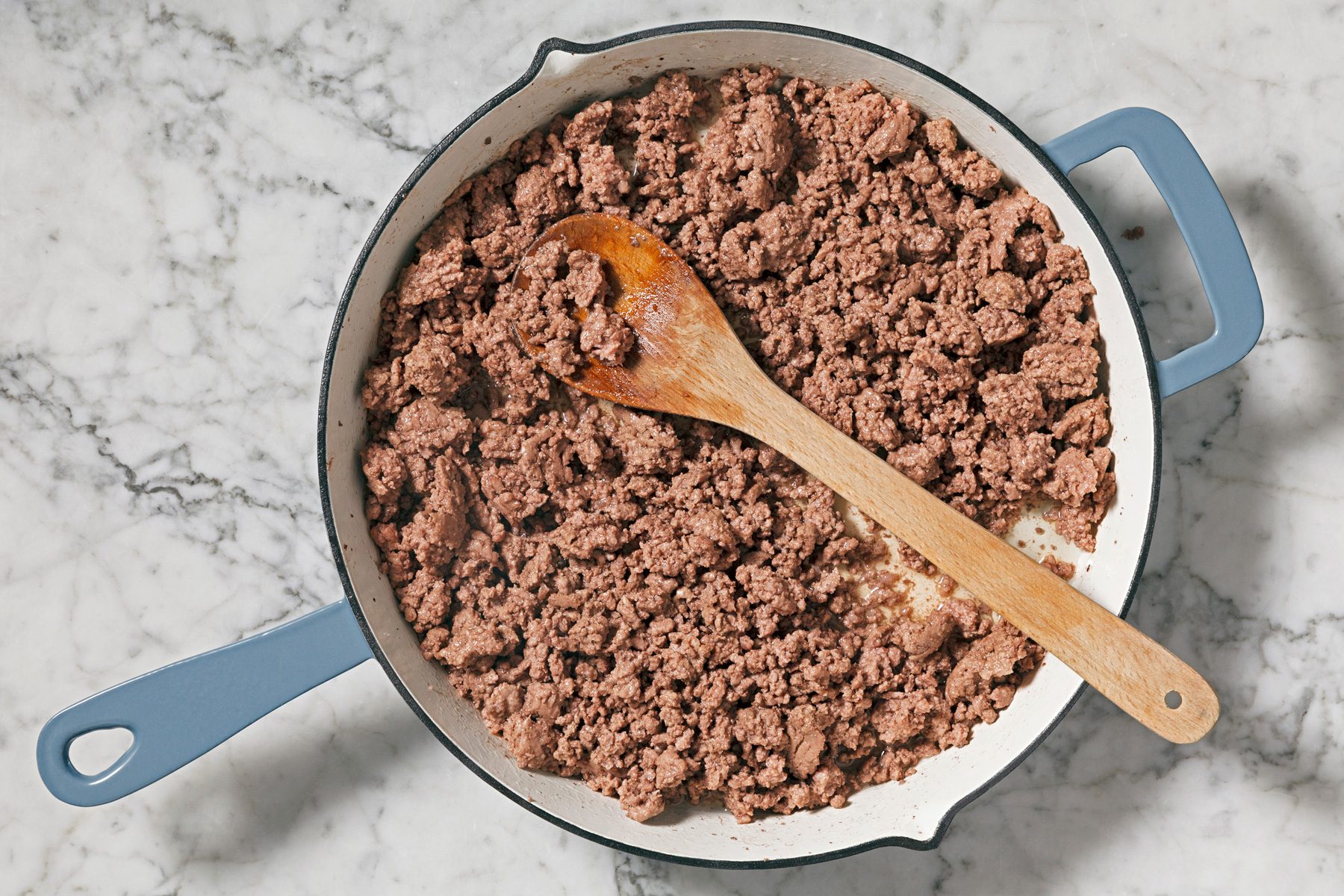 cook ground beef until browned.