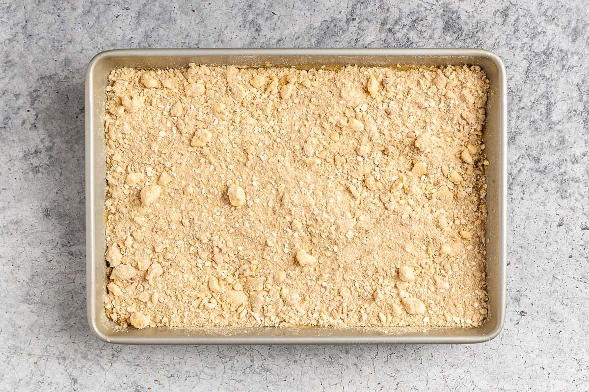 Taste of Home Oatmeal Raisin Bars photo of assembling the layers.