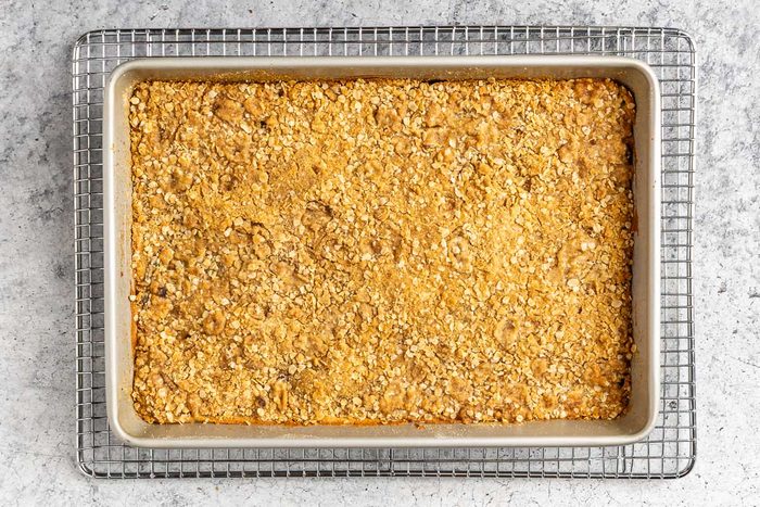 Taste of Home Oatmeal Raisin Bars photo of the baked bars.