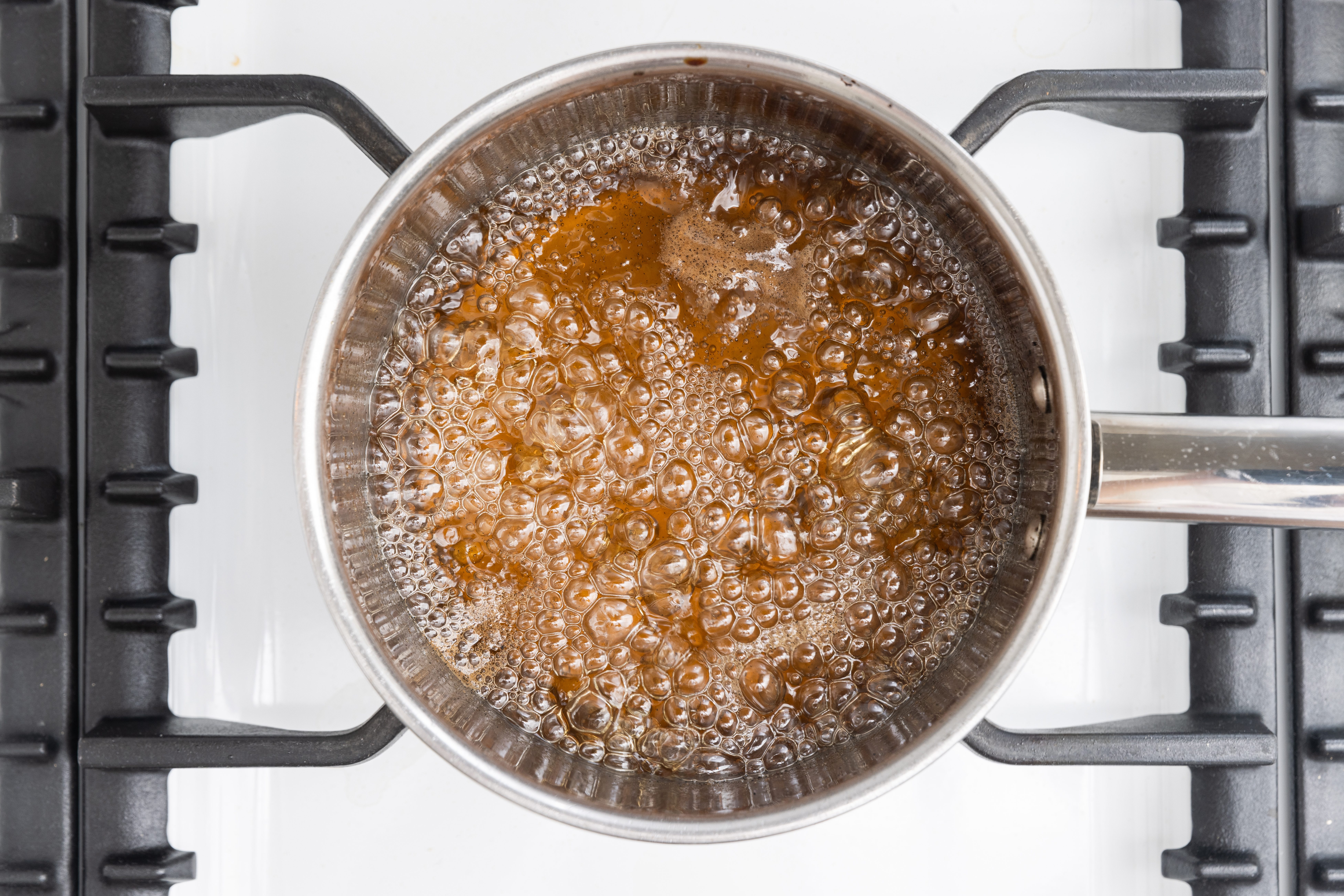 Poaching liquid being reduced to syrup.