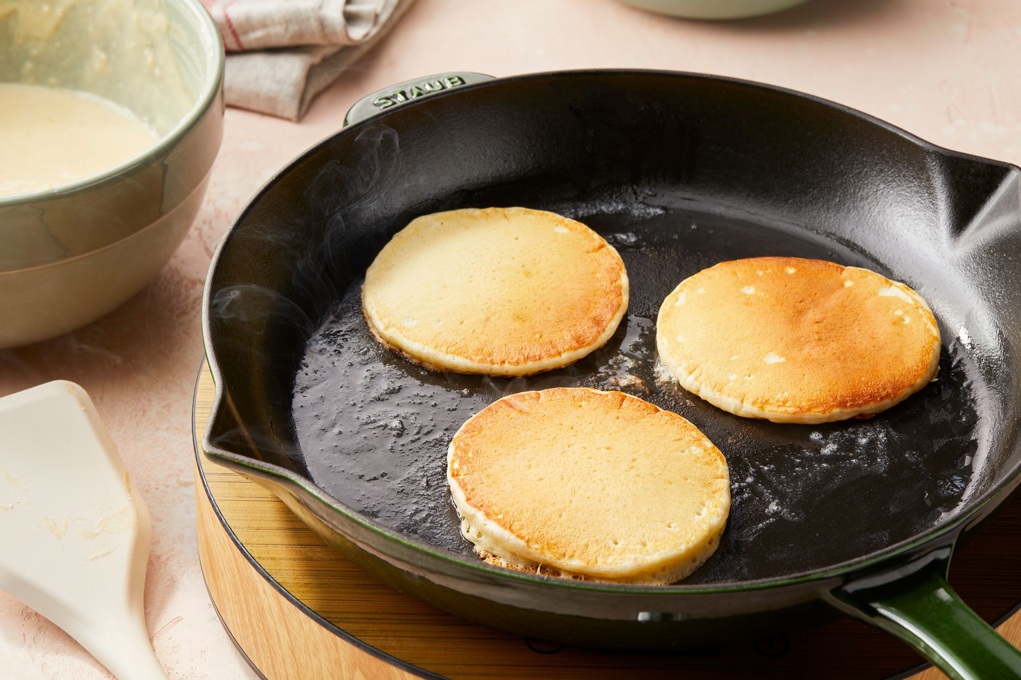 Use half of the batter to make larger pancakes