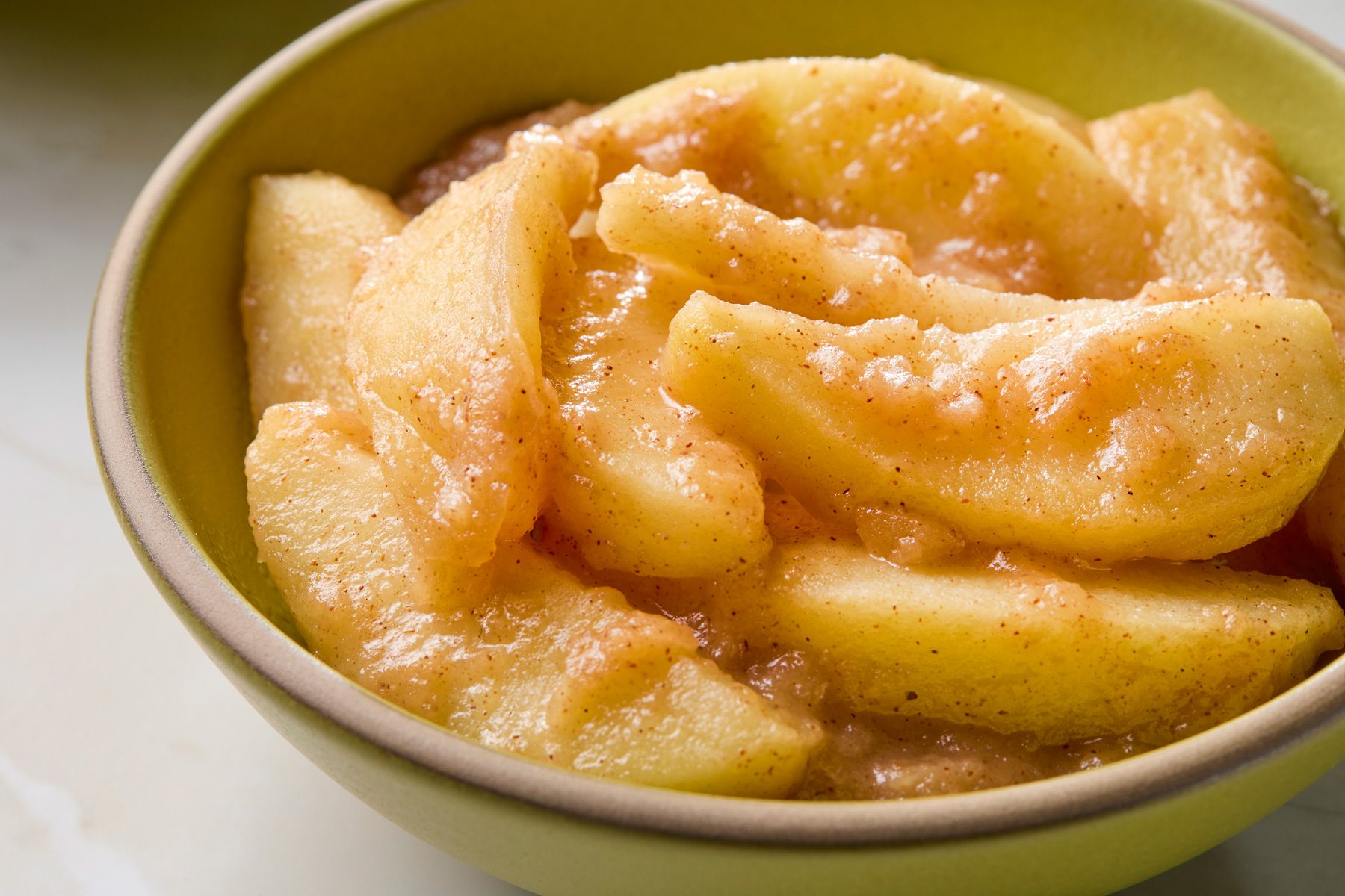 close up shot of stewed apples.