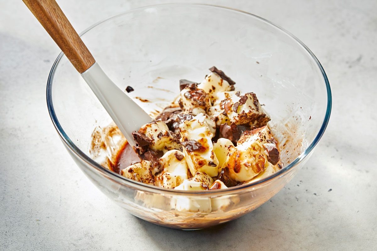 microwave melt butter and chocolate; stir until smooth