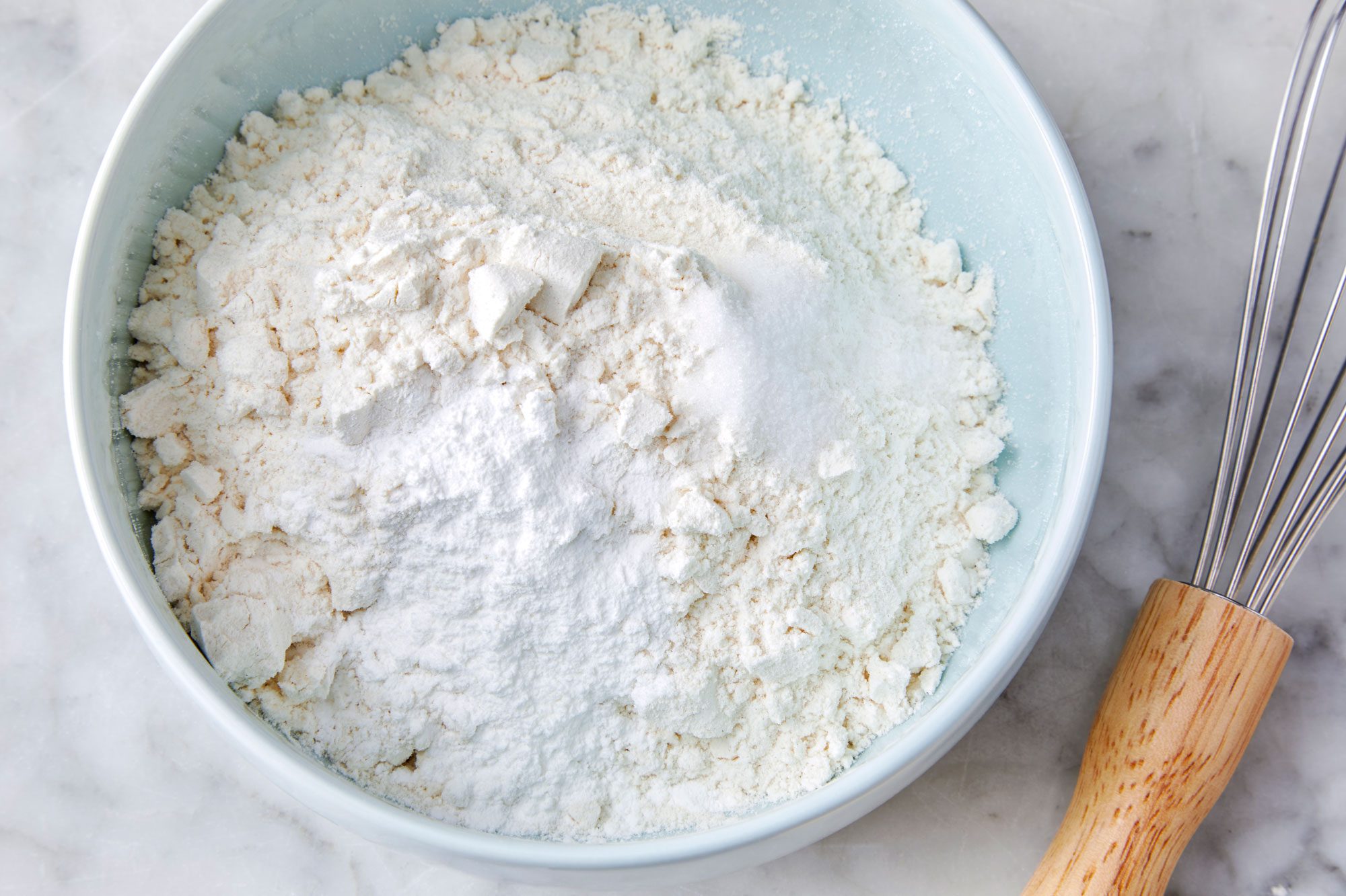 In another bowl, whisk flour, baking powder and salt