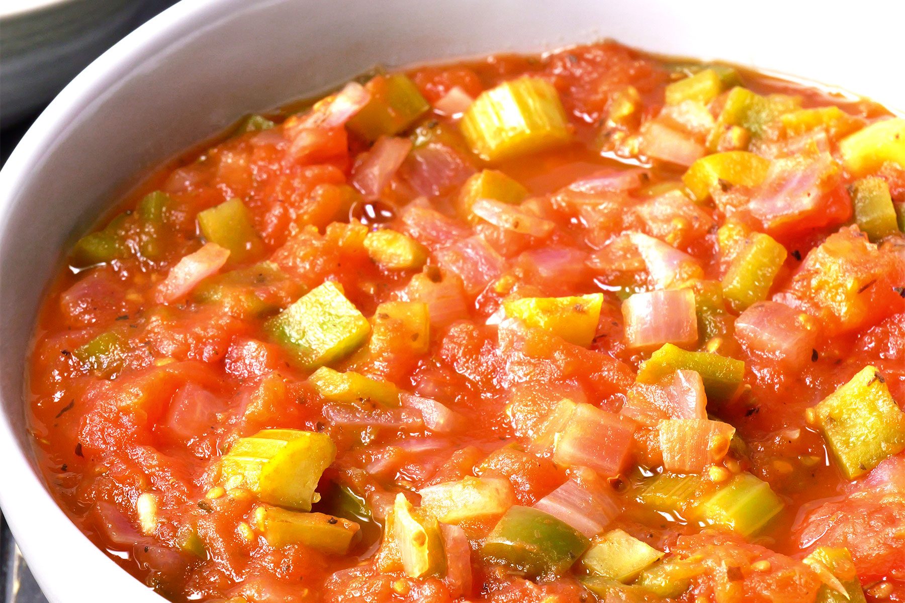 close up shot of easy stewed tomatoes