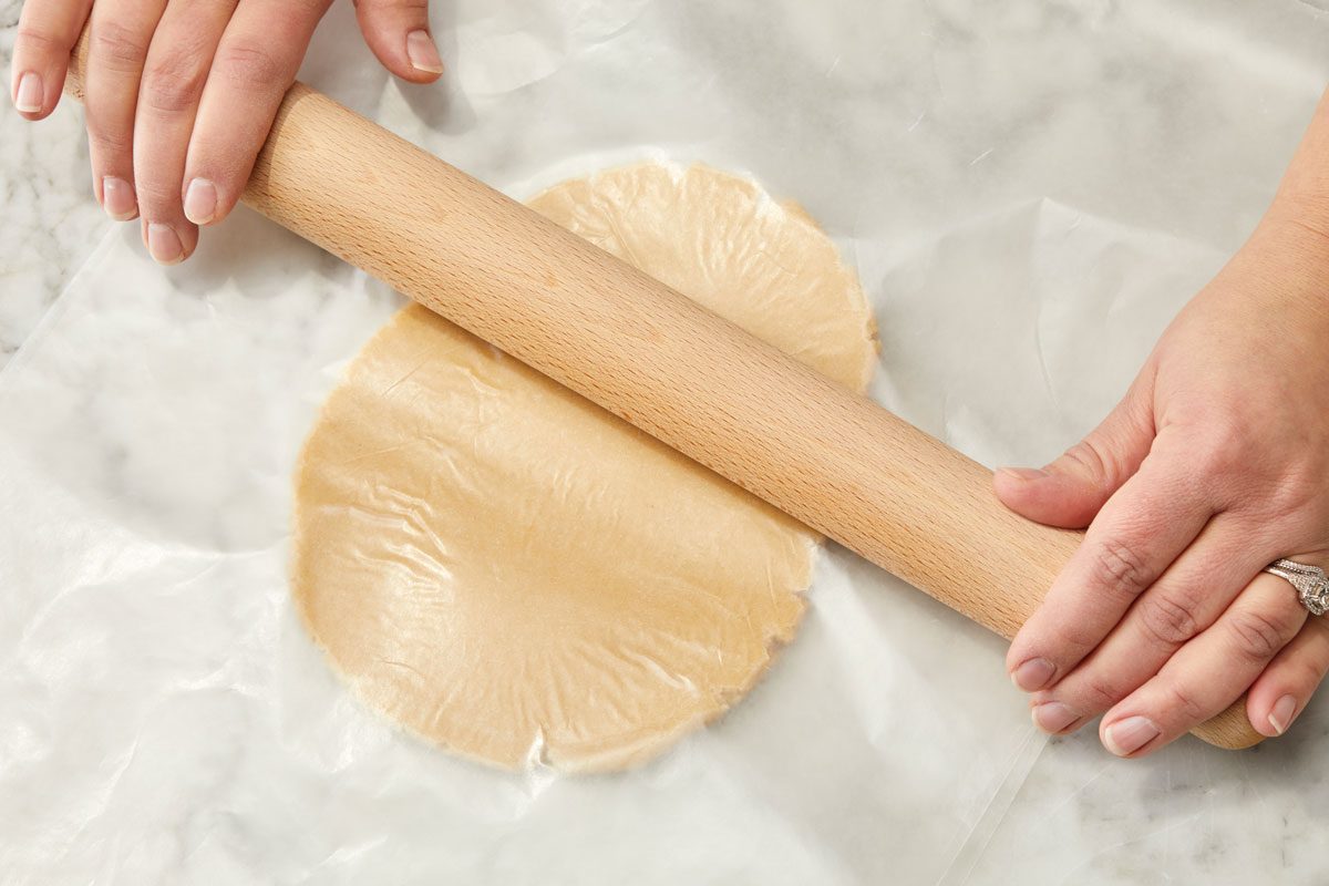 Roll out each portion of dough between two pieces of waxed paper into a 10x8-in. rectangle