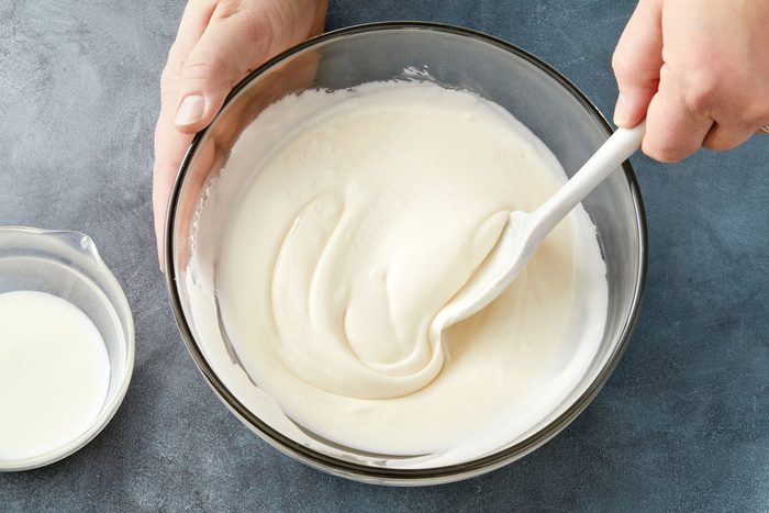 Meanwhile in a small bowl combine the confectioners sugar; milk and extracts until smooth