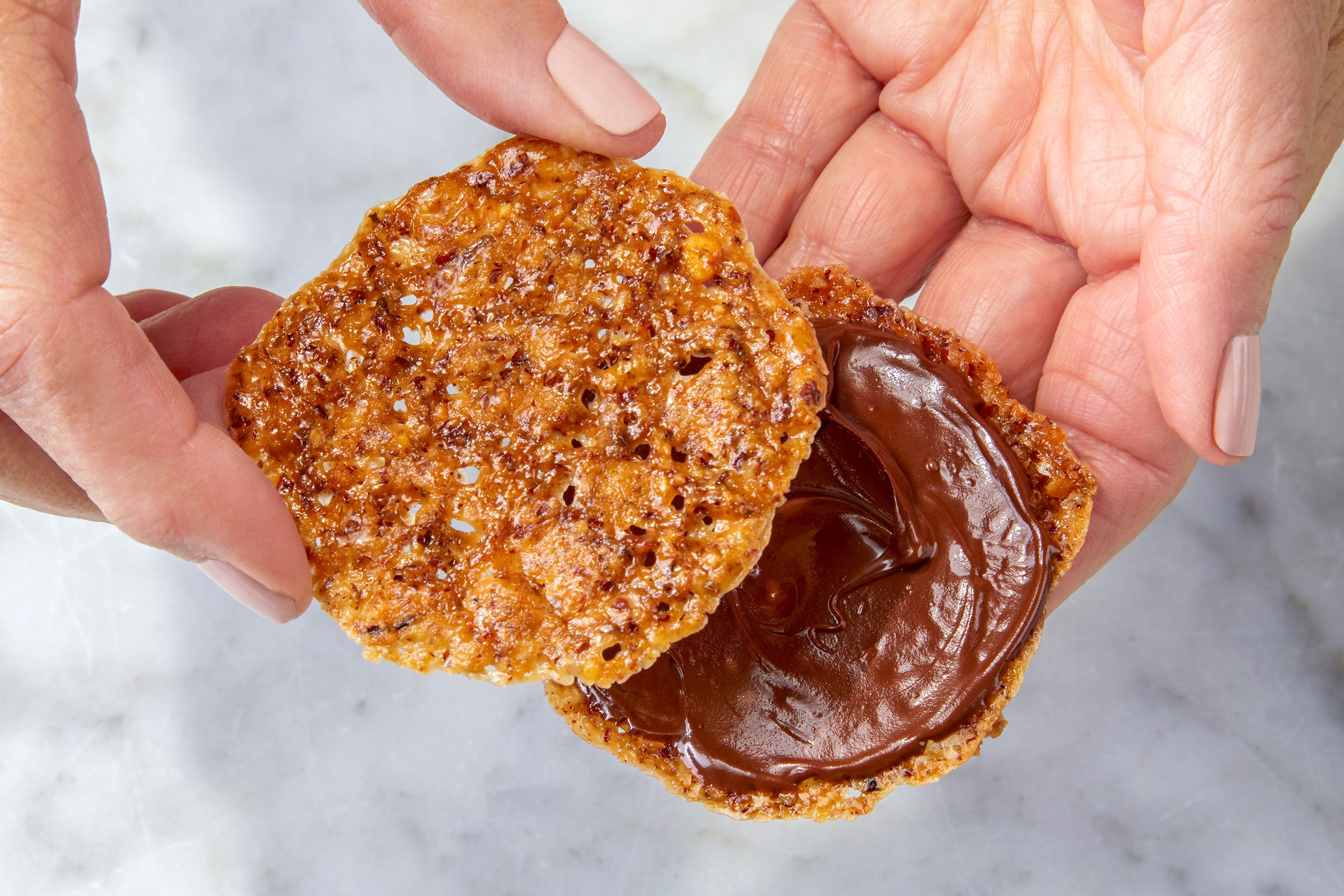 Cookie sandwich with chocolate spread in between