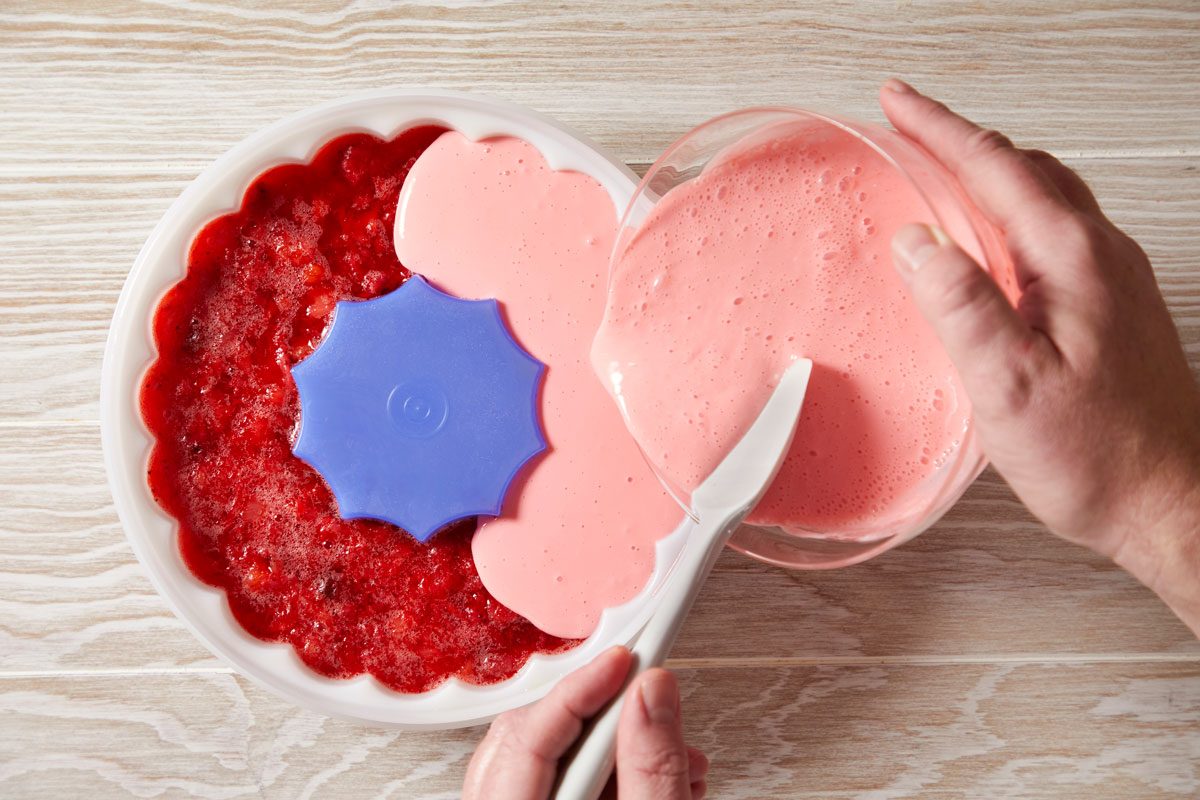 pour over top of gelatin.