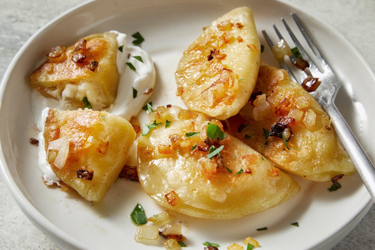 pierogis served on a plate