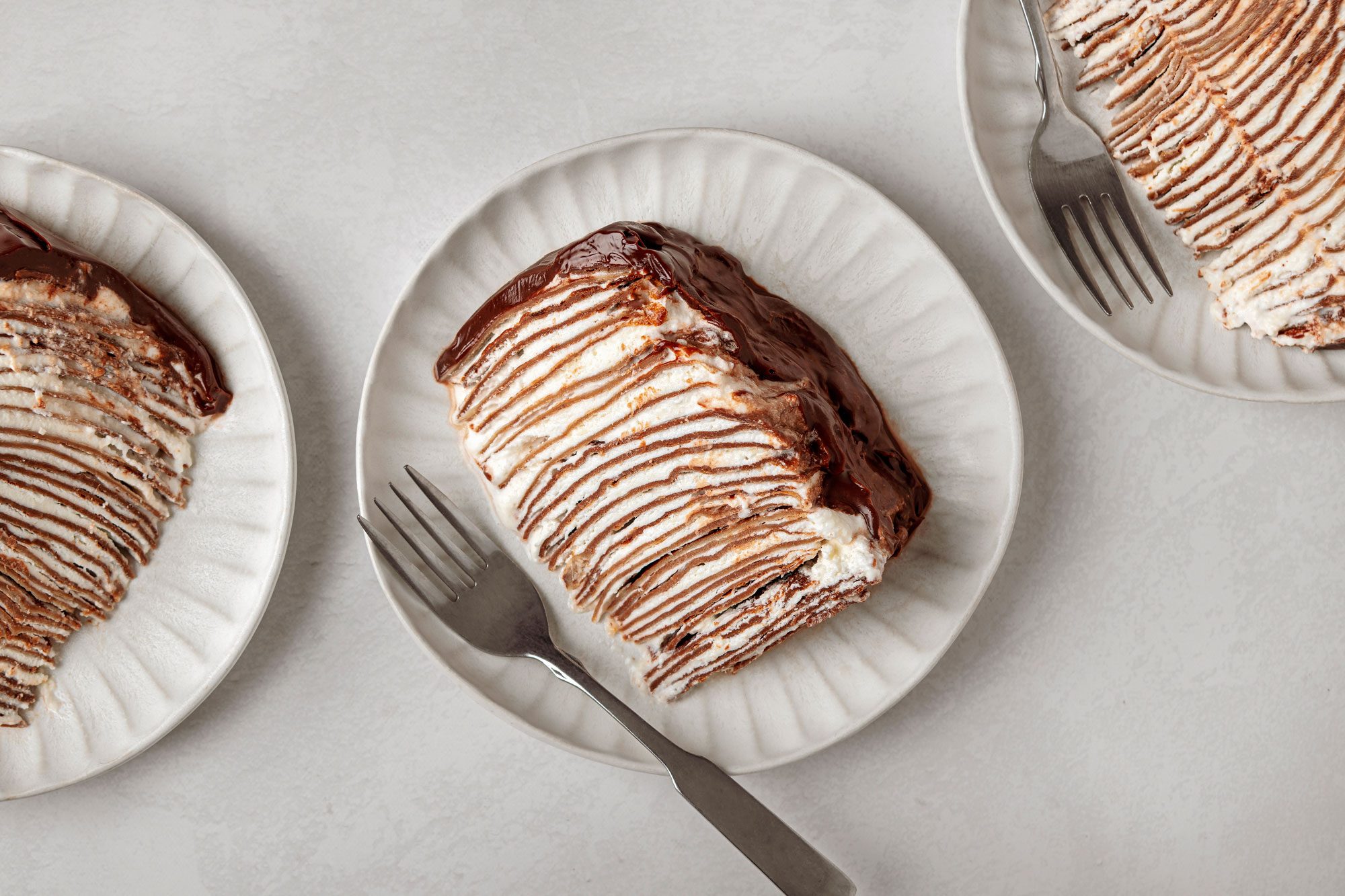 Mille Crepe Cake is ready and served in a plate