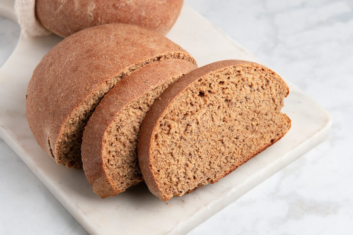 Table view shot of Rustic Rye Bread